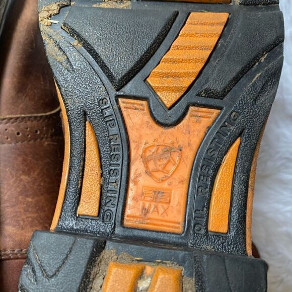 Ariat‎ Workhog Pull on Boots Leather Slip Resistant Brown Mens Size 12 D main image 8
